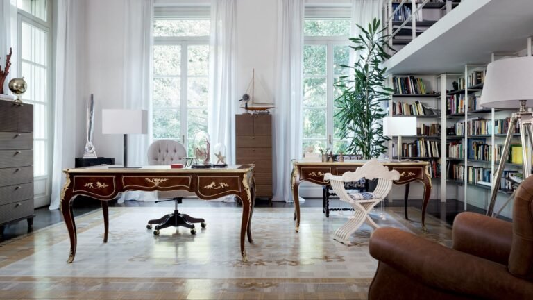 Polished timber furniture reflects classic elegance