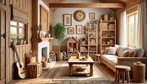 Rustic timber furniture creates cozy atmospheres