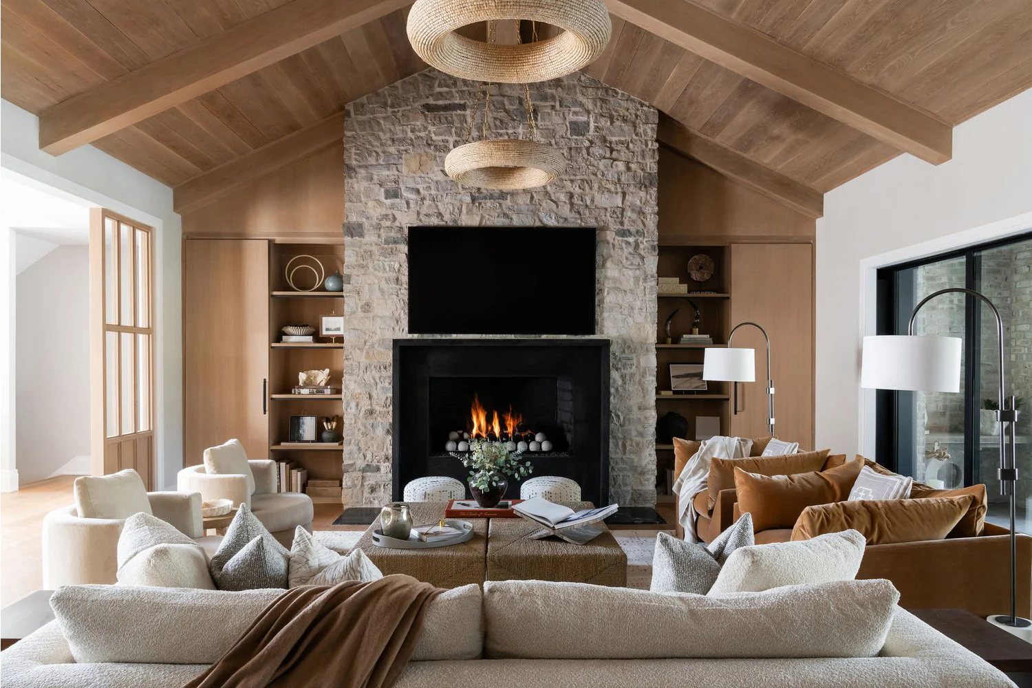 Rustic timber furniture creates cozy atmospheres