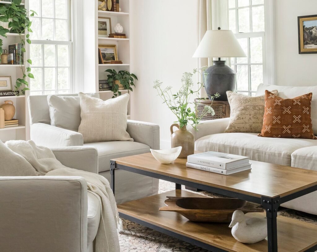 Vintage furniture adds elegance to modern spaces.